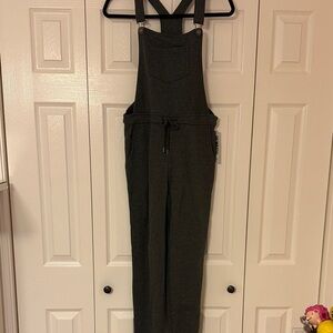 Casual Dark Gray Knit Overalls